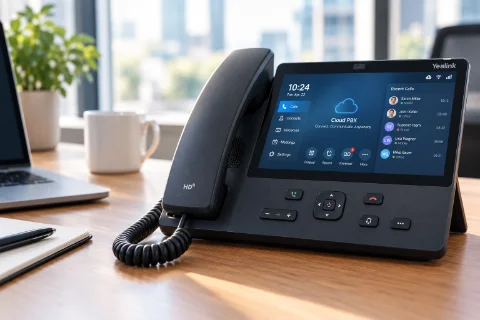 Desk phone / VoIP handset on office desk